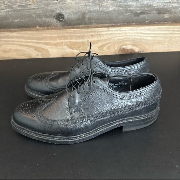 Sears Vintage Easy Flex Mens Brogue Wingtip Shoes Black Made In USA Size‎ 9.5 D main image 5